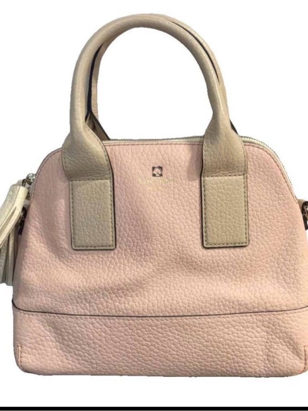 Kate Spade Pebbled Leather Dome Satchel in Light Taupe